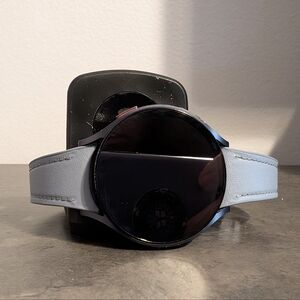 Smartwatch with Light Gray Leather Band